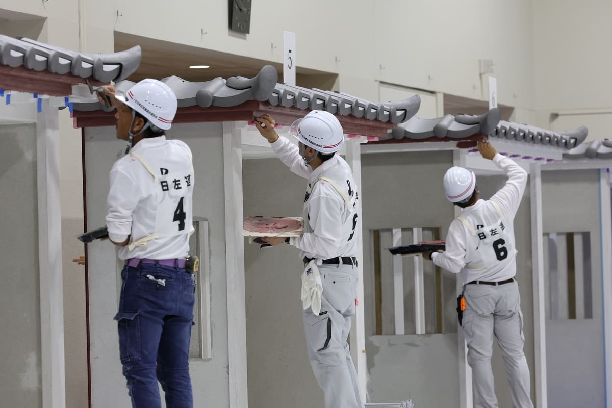 左官技能の日本一を競う、最終決戦